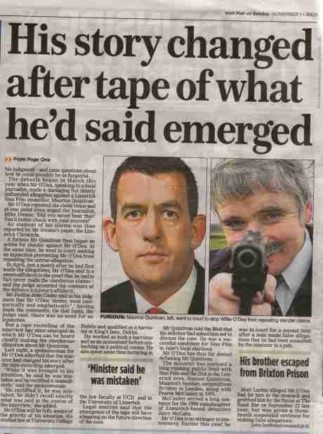 Willie O'Dea admits smearing political rival